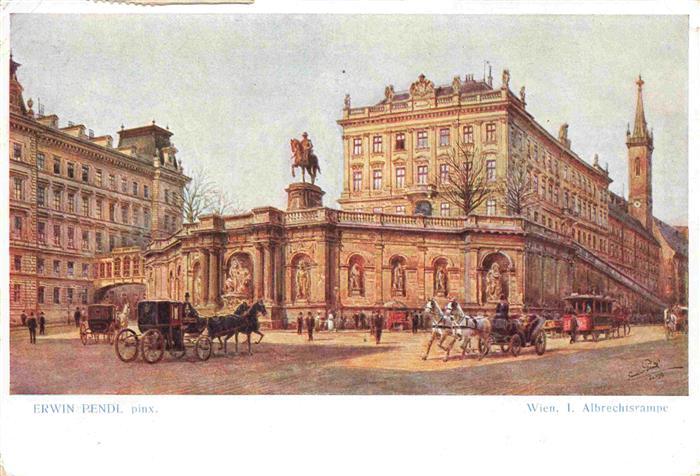 Wien AT Albrechtsrampe Pferdekutschen Strassenbahn