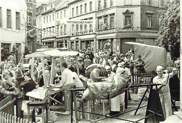 Freiberg  Sachsen 800 Jahr Feier mit Ochse am Spiess