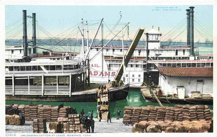 Memphis Tennessee Unloading Cotton at Levee