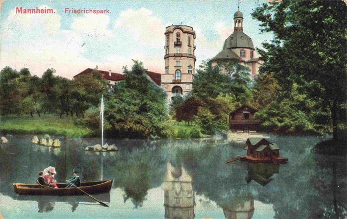 MANNHEIM BW Friedrichspark Schwanenteich Ruderboot
