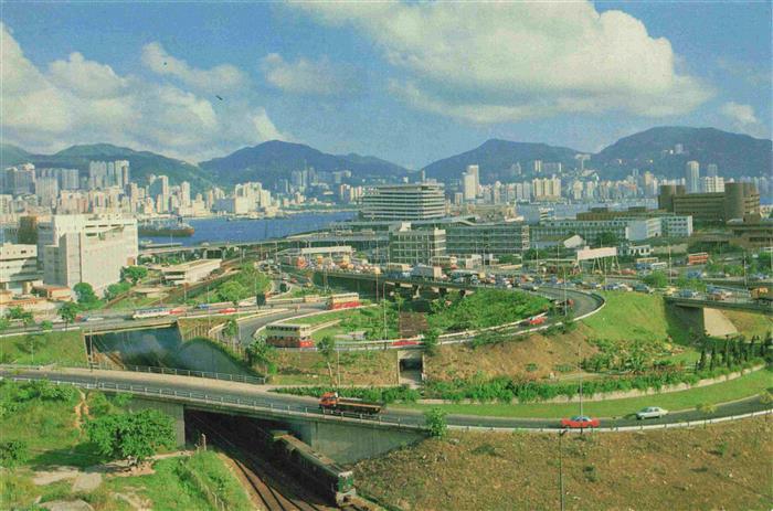 Hong Kong Cross Harbour Tunnel with Hong Kong Island in the background