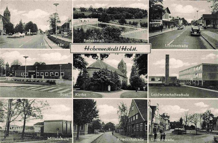 Hohenwestedt Schleswig-Holstein Lindenstrasse Badeanstalt Post Kirche Landwirtsc