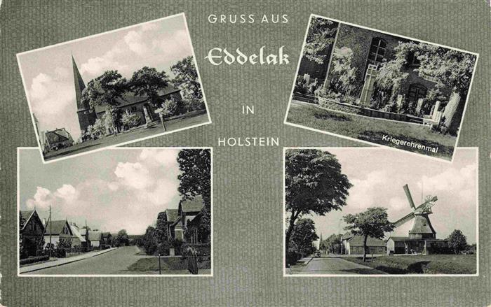 Eddelak Kirche Kriegerehrenmal Hauptstrasse Windmuehle