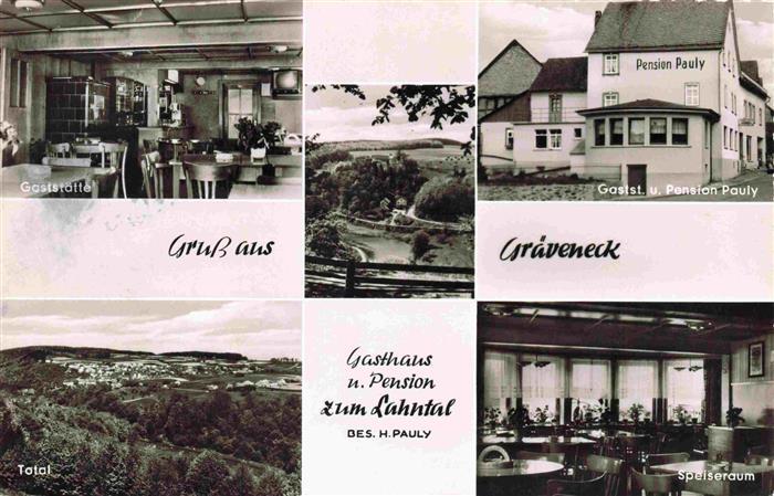 Graeveneck Lahn Weinbach Hessen Gasthaus Pension zum Lahntal Panorama