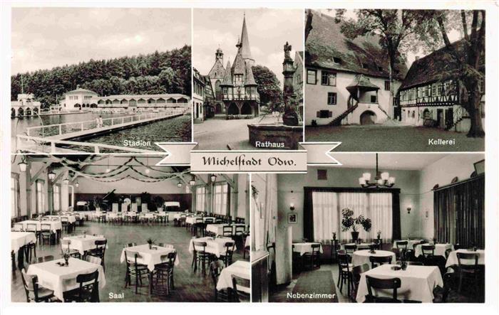 Michelstadt Odenwald Hessen Stadion Rathaus Kellerei Gaststaette Schwerkers Gart