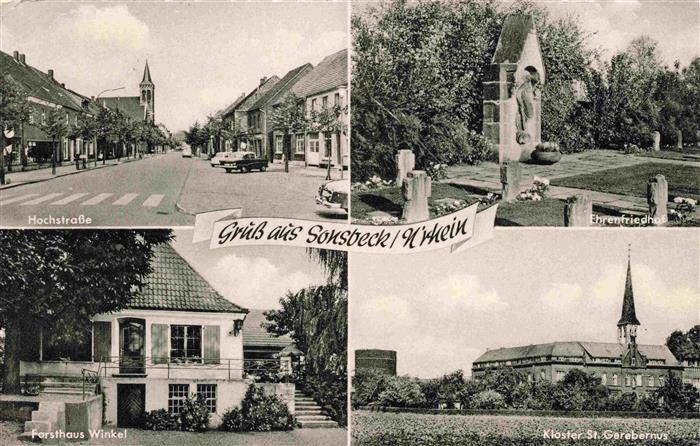 Sonsbeck Wesel NRW Hochstrasse Ehrenfriedhof Forsthaus Winkel Kloster St. Gerebe