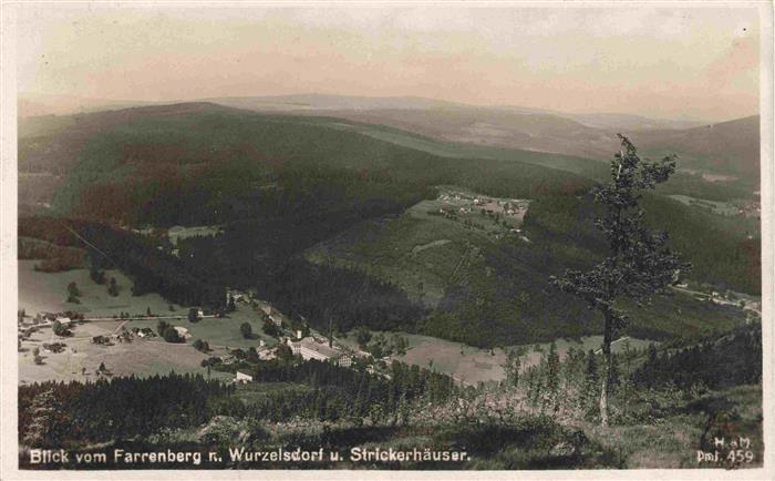 Wurzelsdorf Isergebirge Korenov CZ Panorama Blick vom Farrenberg Strickerhaeuser