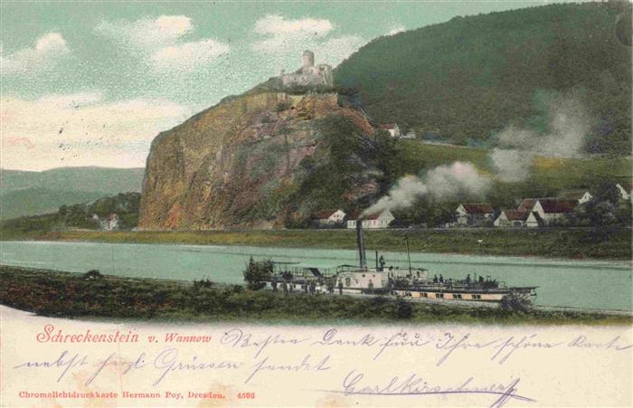 Wannow Aussig Usti Nad Labem CZ Panorama Blick gegen Schreckenstein Elbe Dampfer