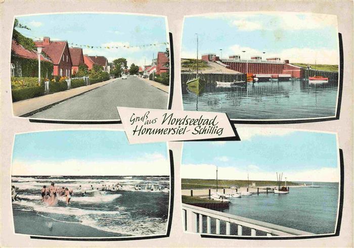 Schillig Horumersiel Nordseebad Ortspartie Damm Strand Hafen