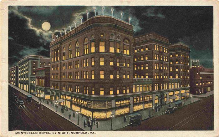 Norfolk Virginia USA Monticello Hotel by night
