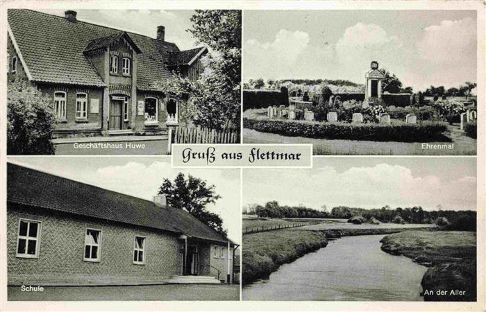 Flettmar Mueden Aller Gifhorn Niedersachsen Geschaeftshaus Huwe Ehrenmal Schule