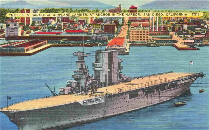 SAN DIEGO California USA The Uss Saratoga Airplane Carrier at Anchor in the Harb