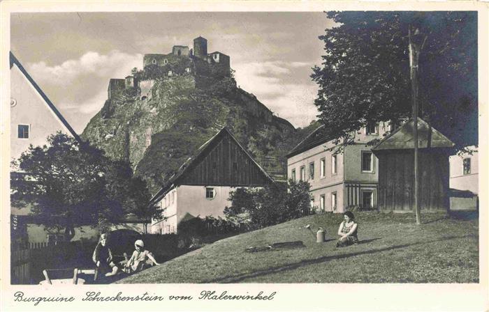 Aussig USTI NAD LABEM CZ Burgruine Schreckenstein vom Malerwinkel Feldpost