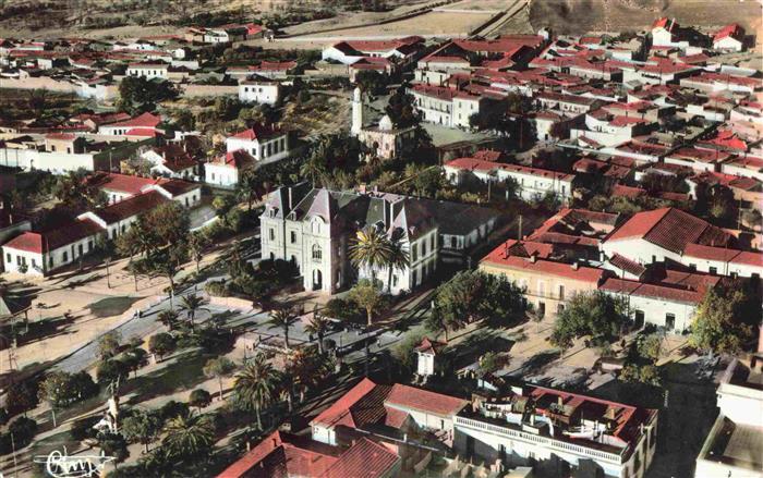 Saida Algerie Vue aérienne sur la Place Poincagé la Mairie Eglise et la Mosquée