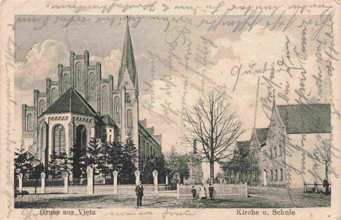 Vietz Ostbrandenburg Witnica PL Kirche und Schule Feldpost