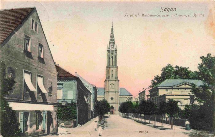 Sagan Zagan PL Friedrich Wilhelm-Strasse und evangelische Kirche