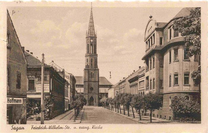 Sagan Zagan PL Friedrich Wilhelm Strasse und ev Kirche