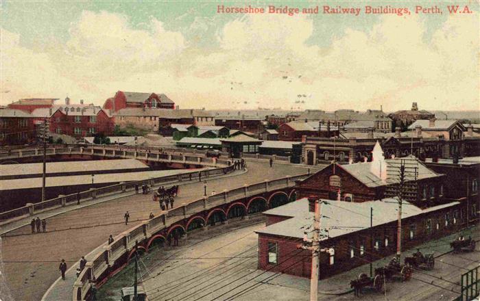 PERTH Australia Horseshoe Bridge and Railway Buildings