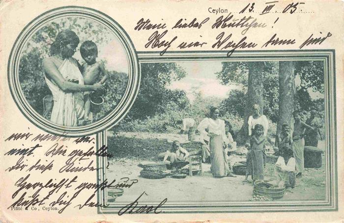 Ceylon SRI LANKA Bewohner Familienfoto Mutter mit Kind