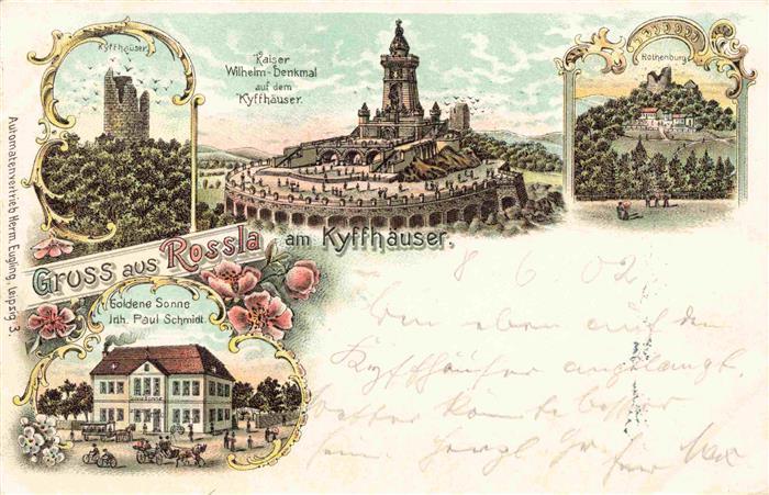 Rossla Kyffhaeuser Burgruine Kaiser Wilhelm-Denkmal Rothenburg Hotel Goldene Son