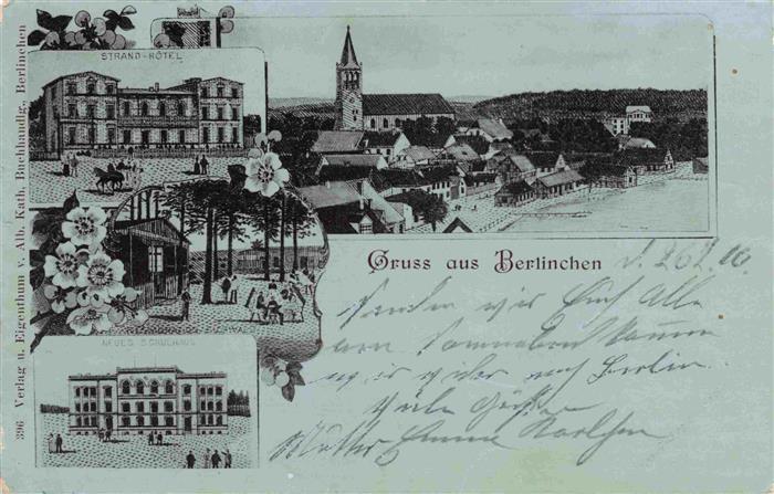 Berlinchen  Barlinek Ostbrandenburg PL Ortsansicht mit Kirche Strandhotel Neues