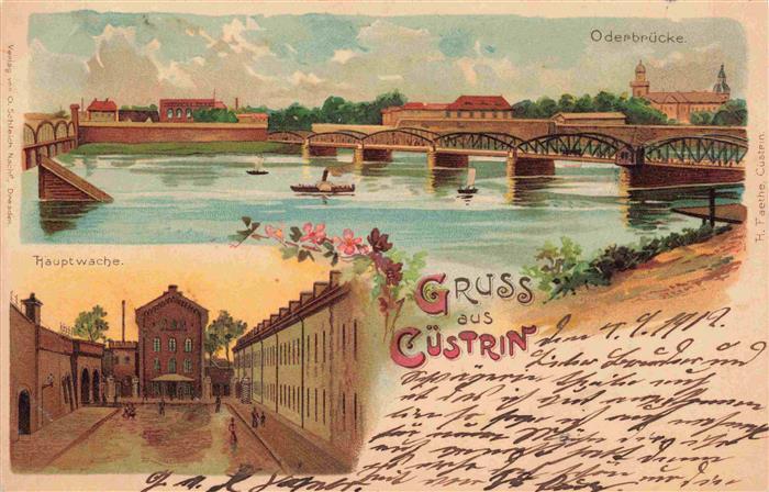 Cuestrin-Neustadt Kuestrin Ostbrandenburg Kostrzyn PL Panorama Oderbruecke Haupt
