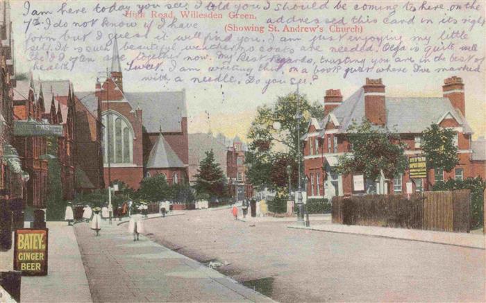 Willesden Green Brent LONDON UK Strassenpartie St Andrews Church