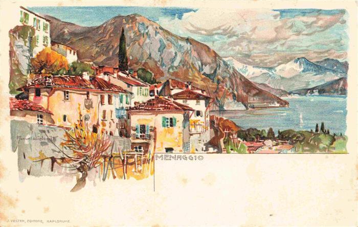 Menaggio Lago di Como Lombardia IT Panorama Kuenstlerkarte