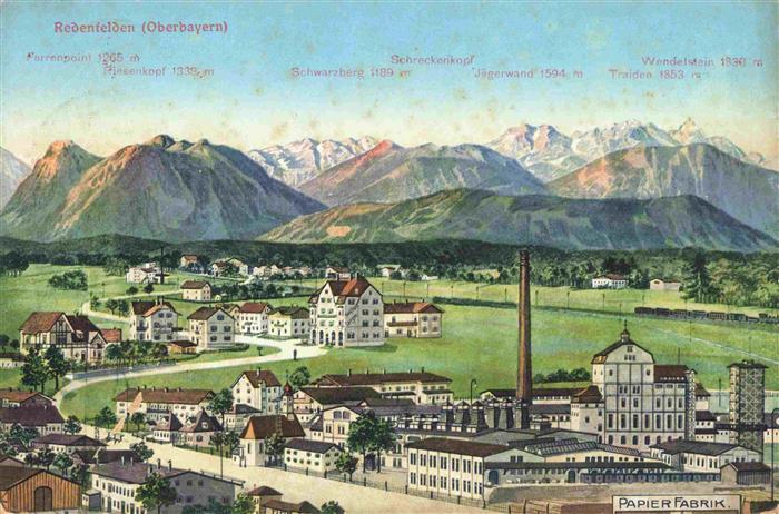 Redenfelden Raubling Bayern Panorama Papierfabrik