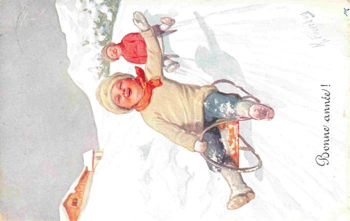 Feiertag Karl Bonne annee Kinder Schlitten fahren