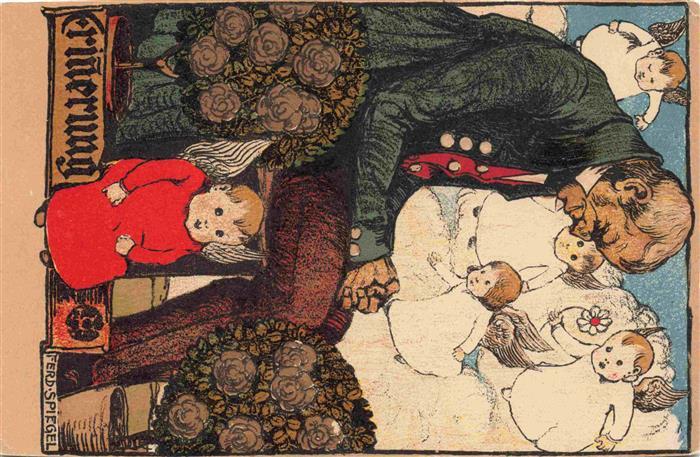 Spiegel Ferdinand Kuenstlerlitho Erinerung Mann Engeln