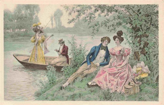 Verlag Vienne M.M. Nr152 Frau Mann Fischen
