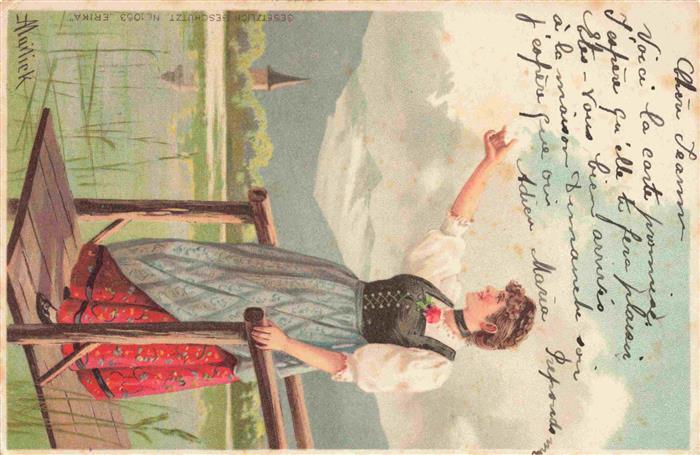 Mailick Kuenstlerlitho Nr. 1053 Frau Tracht