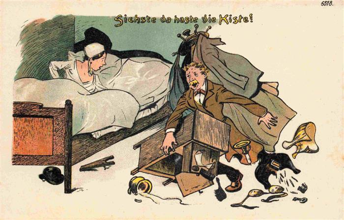 Verlag Buerger Leipzig Litho B.B. 6518 Da hast die Kiste Mann Frau
