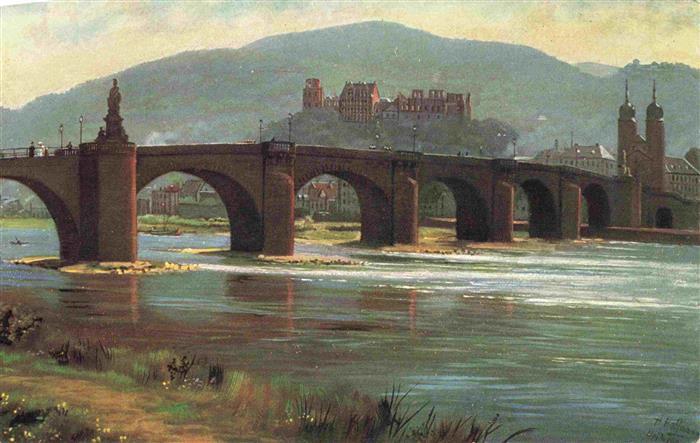 Hoffmann Heinrich Kuenstlerkarte Heidelberg Die alte Bruecke