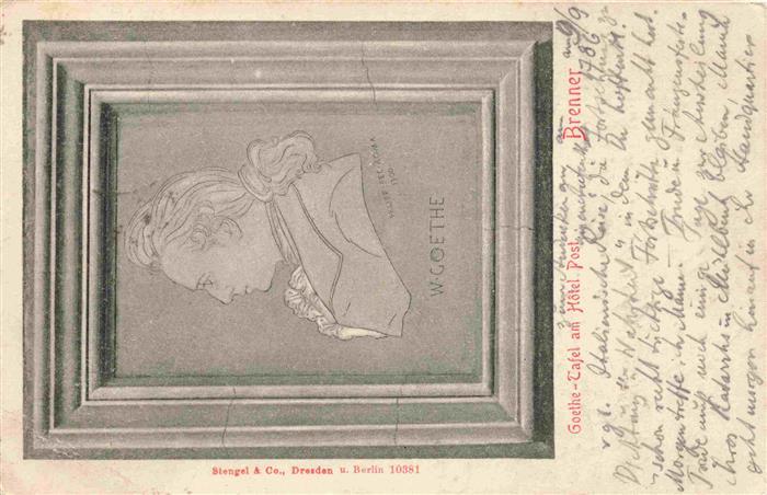 Goethe Johann Wolfgang von Tafel am Hotel Post Brenner