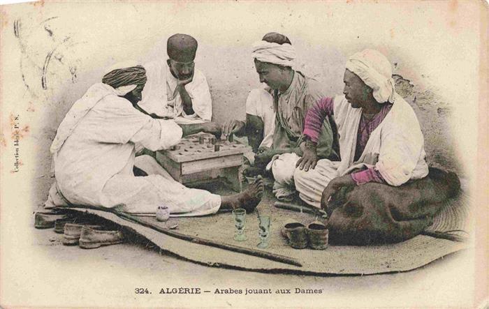 Brettspiel Juego de Mesa Gioco da Tavolo--Postkarte Algerie Damenspiel