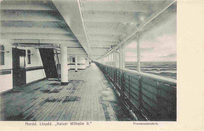 Dampfer Oceanliner Nordd. Lloydd Kaiser Wilhelm 2 Promenadendeck