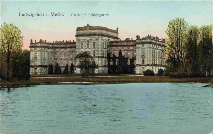 Goldfensterkarte Nr. 28287 Ludwigslust i.Meckl.Schlossgarten litho