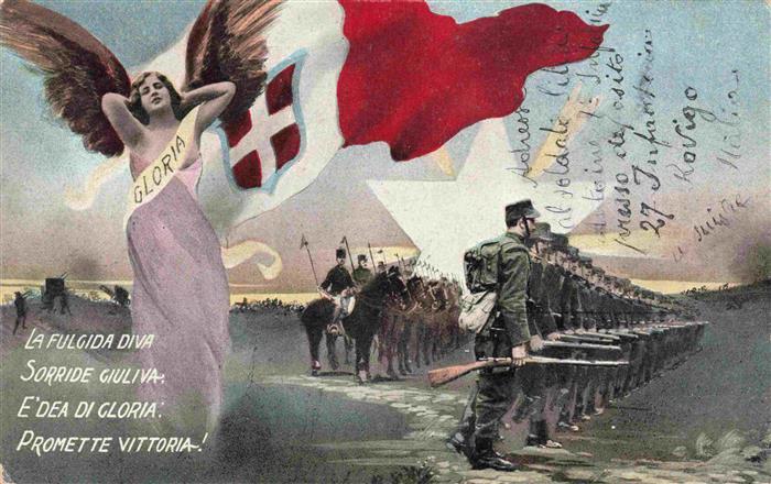 Militaria Italia Groria Engel Fahne Soldaten