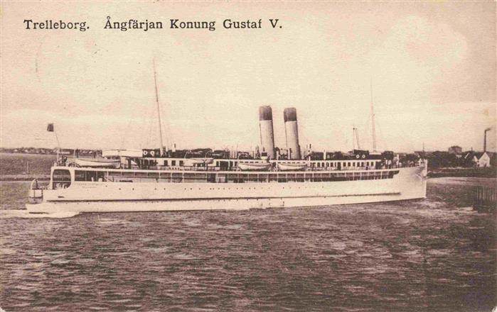 Schiffe Ships Navires Trelleborg Angfaerjan Konung Gustaf V.