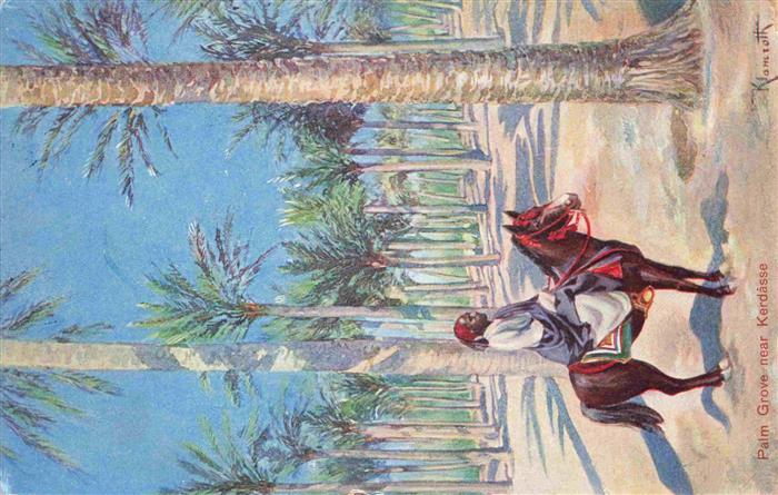 Klamroth Kuenstlerkarte Egypt Palm Grove near Kerdasse