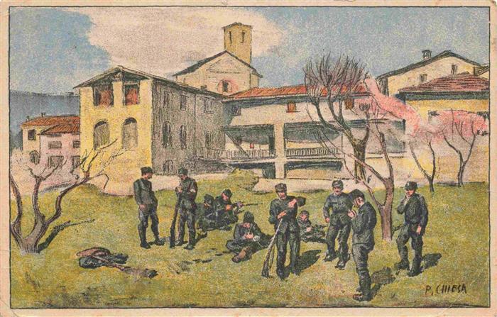 Chiesa Pietro Kuenstlerkarte Schweizerische Nationalspende Soldaten Familieb