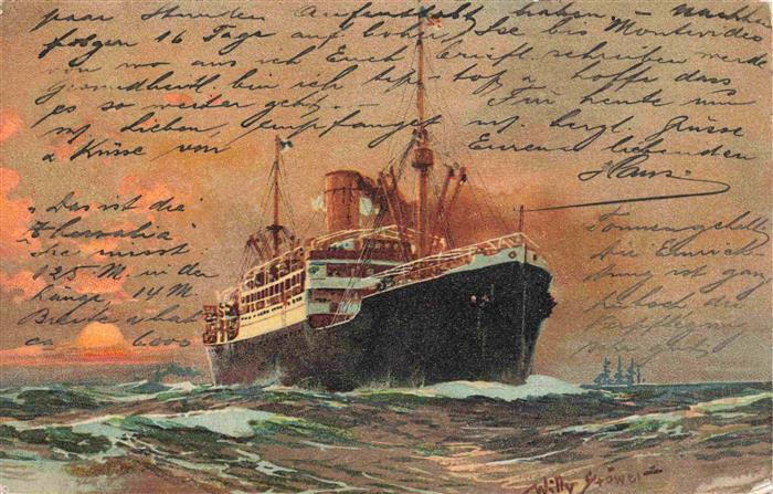 Stoewer Willy Tegel Kuenstlerlitho An Bort des Dampfers Nr. 633
