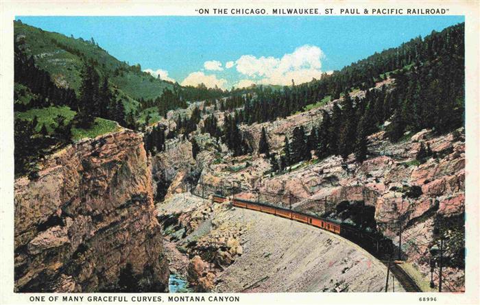 Eisenbahn Railway Chemin de Fer Many graceful Curves Montana Canyon