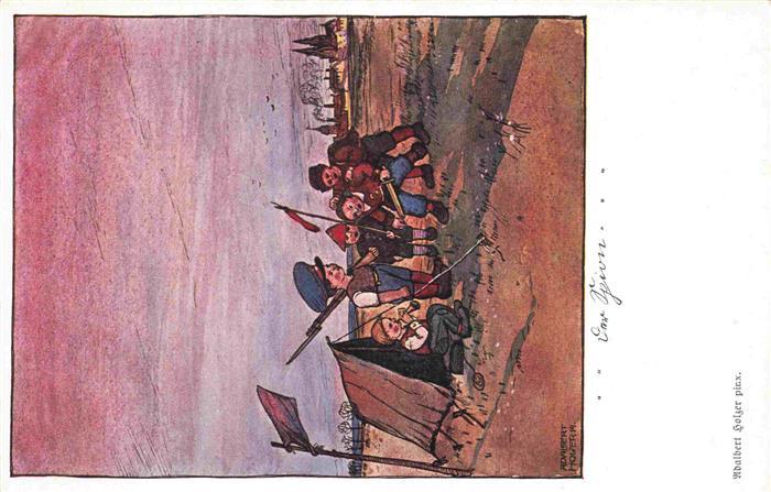 Holzer Adalbert Kuenstlerkarte Nr.2049 Zelt Kinder Waffe