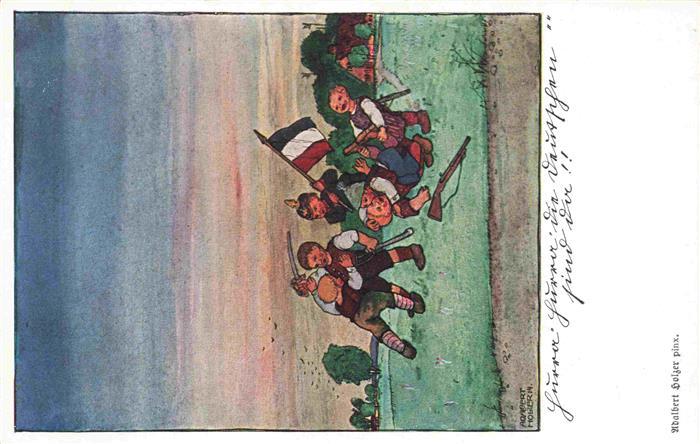 Holzer Adalbert Kuenstlerkarte Nr. 2050 Der Deutscher Rampf Kinder Schwert