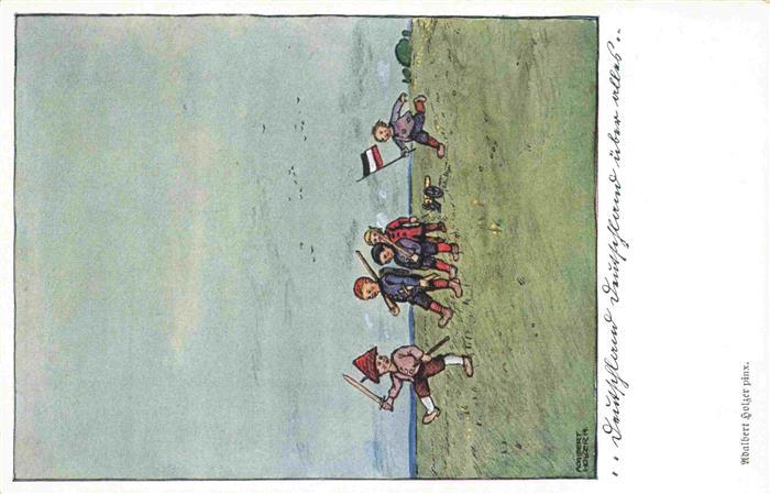 Holzer Adalbert Kuenstlerkarte Nr. 2040 Der Deutscher Rampf  Kinder Schwert
