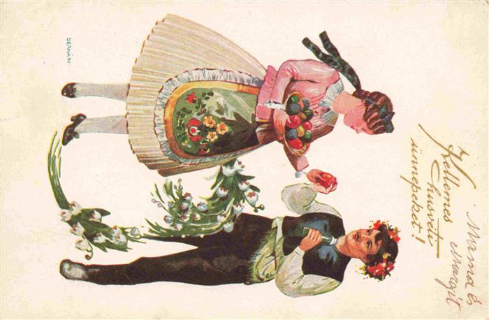 Ostern Easter Paques Pasqua-- Mann Frau Trachten