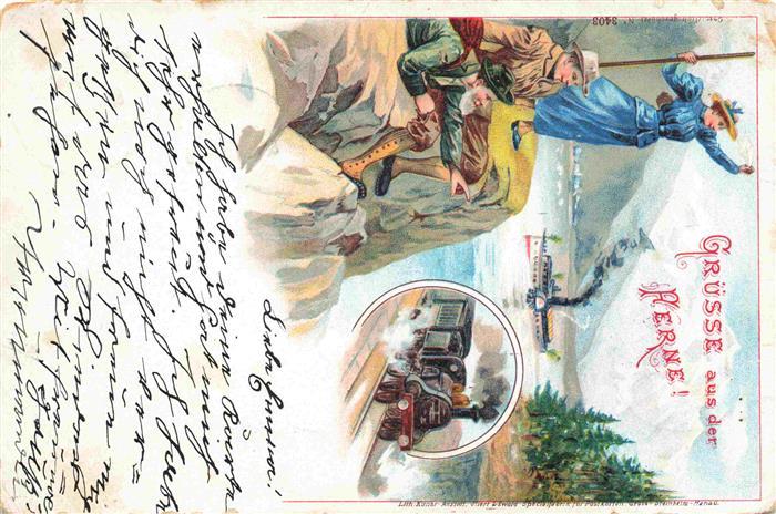 Wandern Hiking Randonner-- Gruesse aus der Aerne Litho